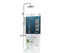 SCHÜTTE Aquaduct 60044 Système de douche avec thermostat, grande douche à effet pluie (Ø 25 cm) et douchette réglable, ensemble de douche avec barre de douche, douche avec robinetterie, colonne de