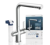SCHÜTTE Aquastar Pro 99800 Robinet d'évier de cuisine avec système de filtration 3 voies, robinet à osmose avec filtre à eau contre les résidus de calcaire et les métaux lourds Chromé