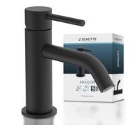 Schütte Aragon 37965 Robinet d'eau Froide Uniquement pour Eau Froide - Robinet de lavabo pour Toilettes d'invités - Robinet pour Petit lavabo - Robinet sur Pied - Noir