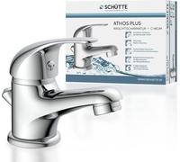 SCHÜTTE ATHOS PLUS, Mitigeur de lavabo avec tirette, robinet de salle de bain avec vidage chromé