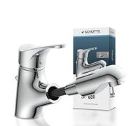 SCHÜTTE ATTICA 22150 Robinet de lavabo de salle de bain avec douchette extractible pour laver les cheveux Mitigeur monocommande extractible avec bonde d'écoulement Chromé