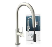 SCHÜTTE Blackpool 79526 Robinet de cuisine avec douchette extractible, robinet de cuisine à 360 °, mitigeur monocommande avec douchette extensible en acier inoxydable