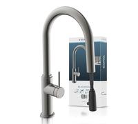 SCHÜTTE Blackpool 79562 Robinet de cuisine avec douchette extractible, robinet 360 degrés pour la cuisine, mitigeur monocommande, robinet d'évier avec douchette extensible en graphite