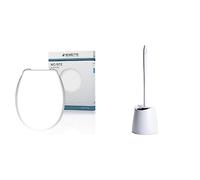 SCHÜTTE BLANC Abattant de WC sans mécanisme d'abaissement automatique | Couvercle de WC avec charnières & TATAY Brosse WC Standard, Polypropylène, Brosse Noire, sans BPA, Fabriquée en Espagne