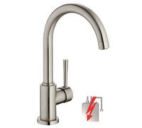 SCHÜTTE 79129 CORNWALL Robinet de cuisine basse pression, robinet d'évier avec bec haut, mitigeur monocommande, économie d'énergie, orientable à 360 °, robinet cuisine, robinet évier, inox