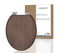 SCHÜTTE DARKWOOD Siège de WC avec abaissement automatique en bois, siège de toilettes avec abattant de toilettes avec motif (charge maximale de la lunette 150 kg), couleur bois