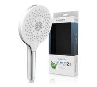 SCHÜTTE Douchette Sumatra avec picots anti-calcaire - Pommeau de douche avec bouton pression confortable et 3 types de jet réglables - Chromé/blanc