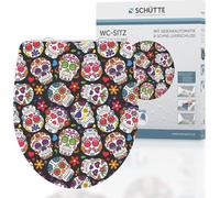 SCHÜTTE Duroplast HG Siège de WC CRAZY SKULL, siège de WC à fermeture douce et fixation rapide, siège de WC
