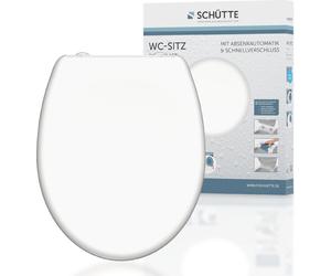 SCHÜTTE Duroplast siège de toilette BLANC, siège de toilette avec fermeture souple et déverrouillage rapide