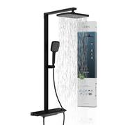 Schütte HAWAII Système de douche avec thermostat et étagère en verre, pommeau de douche de 30 x 20 cm, douche à effet pluie, avec support mural et pommeau de douche, colonne de douche, noir