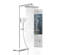 Schütte HAWAII Système de douche avec thermostat et étagère en verre, pommeau de douche de 30 x 20 cm, douche à effet pluie, avec support mural et pommeau de douche, colonne de douche, chromé