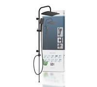 SCHÜTTE Kit de douche Malorca - Colonne de douche avec grande douche à effet pluie - Douchette à main avec 3 types de jets - Système de douche avec barre de douche réglable en hauteur - Noir mat