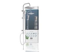 SCHÜTTE Kit de douche Malorca - Colonne de douche avec grande douche à effet pluie - Douchette à main avec 3 types de jets - Système de douche avec barre de douche réglable en hauteur - Chromé