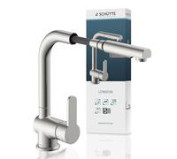 SCHÜTTE London Robinet Cuisine avec Douchette Extensible Mitigeur Rabattable Mitigeur Robinet Evier de Cuisine avec Douchette, Rotative à 360° Froid & Chaud Disponible, Acier Inoxydable