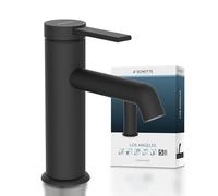SCHÜTTE LOS ANGELES 33106 - Robinet de lavabo avec bonde - Robinet de salle de bain - Mitigeur monocommande pour salle de bain - Avec bouchon de vidange pop-up - Noir