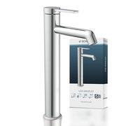 SCHÜTTE LOS ANGELES 33110 Robinet de lavabo à poser avec bec haut, haut robinet de salle de bain, mitigeur monocommande pour salle de bain, hauteur 225 mm, mitigeur de lavabo, chromé