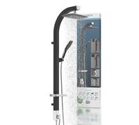 Schütte MADAGASCAR Douche à effet pluie avec douchette à main, barre de douche noire avec tablette pratique et support mural, barre de douche pour robinetterie de douche 60060