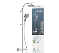 Schütte MADURA Système Thermostat, Set Grande Effet Pluie (Ø 24 cm) et douchette réglable, kit Barre, Colonne, Panneau de Douche, Chrome, Acier Inoxydable, (B x H x T): ca. 240 x 1010 x 515 mm