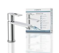 SCHÜTTE Manhattan 33010 Mitigeur de lavabo avec bonde de vidage Mitigeur monocommande pour salle de bain avec bouchon de vidange pop-up Chromé