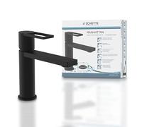 SCHÜTTE MANHATTAN 33016 Robinet de lavabo avec bonde de vidage, mitigeur de salle de bain, mitigeur monocommande de salle de bain avec bouchon de vidange pop-up, mitigeur lavabo, noir