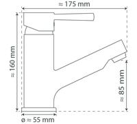 SCHÜTTE Mitigeur de lavabo Cornwall, Mitigeur monocommandé avec douchette à cheveux, Robinet salle de bain chrome