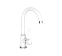 Schütte Mitigeur robinet de cuisine CORNWALL, avec bec courbé (Blanc/Chromé)