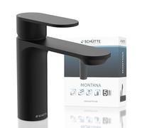 SCHÜTTE Montana 32316 Robinet de lavabo de salle de bain avec bonde de vidage - Mitigeur monocommande pour salle de bain - Avec bouchon pop-up - Noir