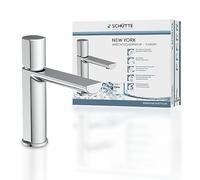 Schütte New York 33610 Mitigeur de lavabo avec bonde de vidange, robinet mitigeur avec vanne pop-up, robinet de salle de bain, mitigeur monocommande pour salle de bain, chromé