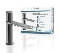 Schütte New York 33612 Mitigeur lavabo avec bonde de vidange, mitigeur avec vanne pop-up, robinet de salle de bain, mitigeur monocommande pour salle de bain, graphite