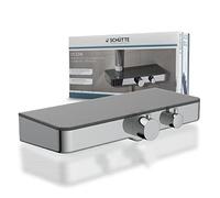 SCHÜTTE Ocean 60536 Mitigeur de douche thermostatique avec protection anti-brûlure à 38° et support en verre de sécurité, gris, anthracite