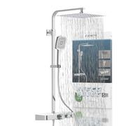 Colonne de douche thermostatique avec tablette verre blanc - Ocean SCHÜTTE
