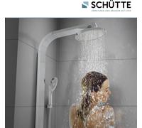 SCHÜTTE panneau de douche SAMOA RAIN, douche de pluie avec thermostat et tablette en verre, douchette à main avec 3 fonctions, pomme de douche, douche chrome/gris clair