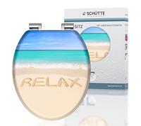 Schütte RELAX 80131, Abattant WC avec noyau en bois (MDF) et système d'abaissement automatique, motif de plage imprimé sur 3 faces, compatible avec toutes les cuvettes WC standard