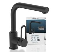 SCHÜTTE Robinet de cuisine DESIGN RING avec douchette, robinet de cuisine extractible, mitigeur de cuisine, robinet d'évier en noir mat