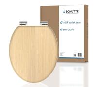 SCHÜTTE Siège de toilette en MDF BOIS NATUREL, siège de toilette avec fermeture souple, siège de toilette avec noyau en bois, couvercle de toilette