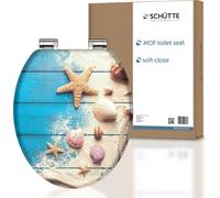 SCHÜTTE Siège de toilette MDF BEACH AND WOOD, siège de toilette avec fermeture souple, siège de toilette avec noyau en bois, couvercle de toilette