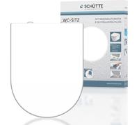 SCHÜTTE Siège de WC en forme de D, siège de WC en duroplast avec fermeture douce et fixation rapide, siège de WC, siège de WC blanc