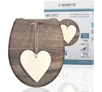 SCHÜTTE Siège de WC WOOD HEART, Siège de WC Duroplast avec fermeture souple et déclenchement rapide, Siège de WC, Siège de WC