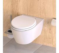 Schuette Siège de toilette MDF SPIRIT WHITE – mécanisme de fermeture souple, noyau en bois, blanc