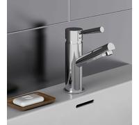 SCHÜTTE CORNWALL Mitigeur de lavabo avec tirette, robinet de salle de bains avec vidage, chromé