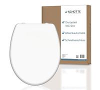 “SCHÜTTE Toilet Seat with Soft-Close Mechanism, Removable Toilet Lid Made of Shatterproof Duroplast, Innovative DIY Installation with Adhesive Pads, Toilet Lid and Seat Maximum Load 150 kg, White