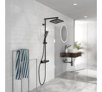 SCHÜTTE Trendto 60170 : Système de douche avec thermostat, comprenant une grande pomme de douche (32 x 20 cm) et une douchette à main réglable, le tout monté sur une barre de douche