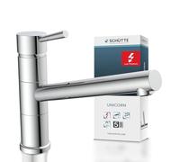 SCHÜTTE UNICORN 33790 Robinet de cuisine basse pression pivotant à 150° avec fonction anti-retardateur, mitigeur monocommande, chromé