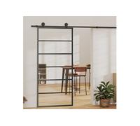 Schuifdeur 90x205 cm ESG-glas en aluminium zwart151015