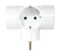 Schuko Adapter Silver Electronics 3 TT side sockets White
