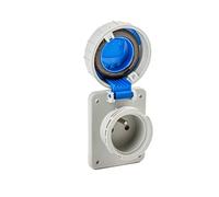 Schuko Base à encastrer IP67 2P+T 220/230 V 16 A avec prise de terre type PIN série mondiale 5,8 x 6,6 x 8,3 cm Bleu (référence : 164)