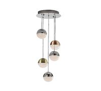 Schuller Sphere - Luminaire suspendu à LED intégré pour plafond suspendu, chrome, laiton, cuivre