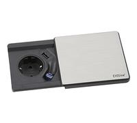 Schulte 1592 7000 3500 EVOline Square 80 Schuko avec Chargeur USB QI + RJ45 Acier Inoxydable