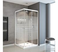 Schulte cabine de douche accès d’angle ajustable 75x75 à 90x90 x h.180 cm, blanc, portes coulissantes, extensible, largeur d'accès 30 à 49 cm, verre de sécurité 4 mm avec sérigraphie
