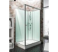 Schulte cabine de douche intégrale 140 x 90 x 204 cm (receveur inclus), alu-argenté, avec porte coulissante, ouverture vers la droite, verre de sécurité porte 5 mm, rectangulaire